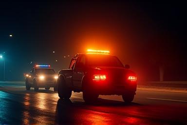 Emergency towing at night with hazard lights active
