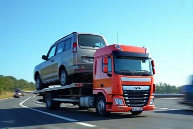 Britannia truck loading a broken-down vehicle on a motorway